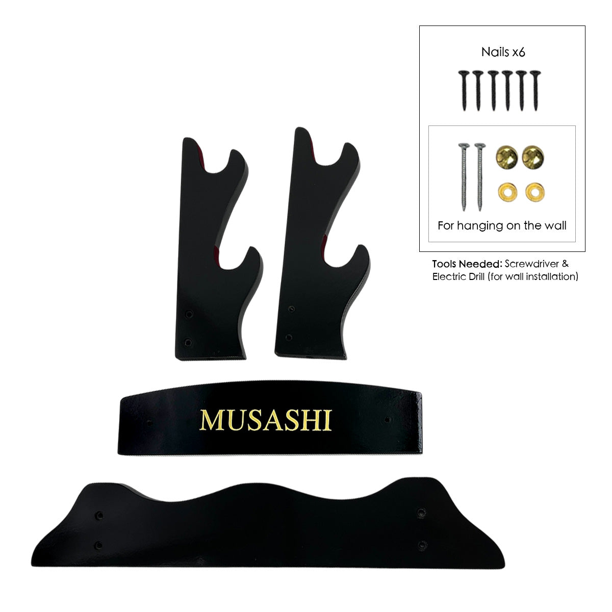 18 3/4" 2 pcs Piano Coating Samurai Sword Wall & Table Stan