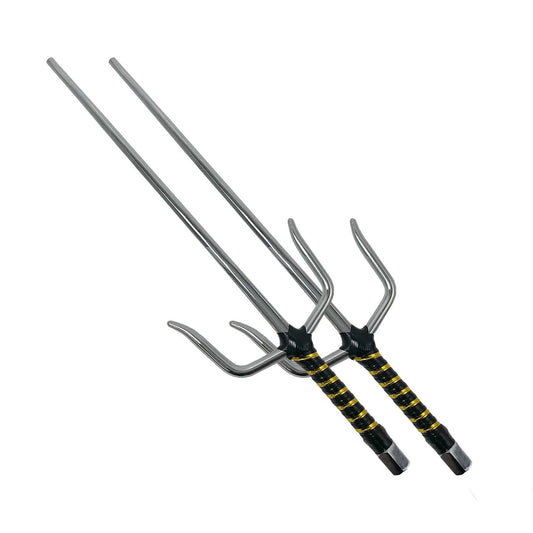 19" Chrome Sai with Black & Gold Plastic Wrapped Handle