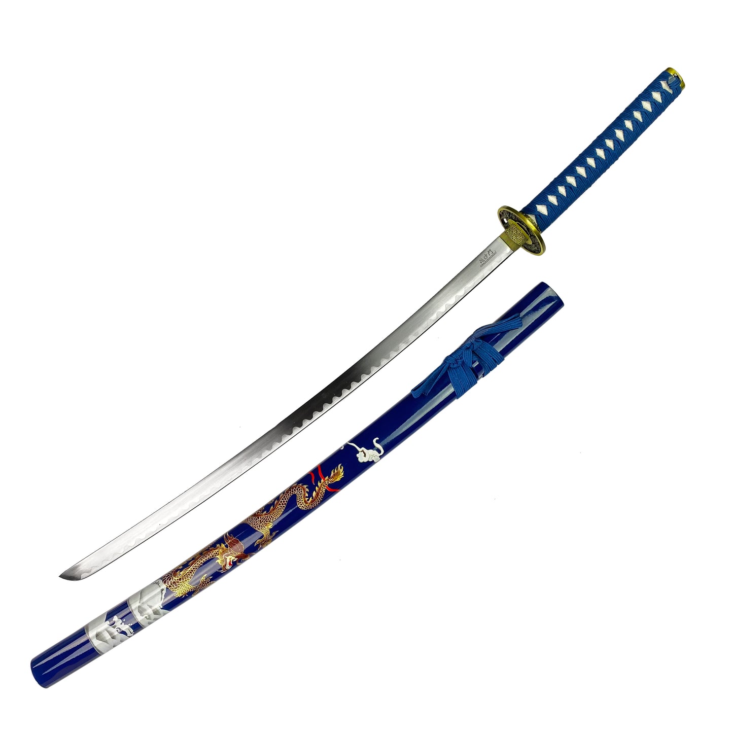 42 1/2" Samurai sword blue dragon scabbard w/stand