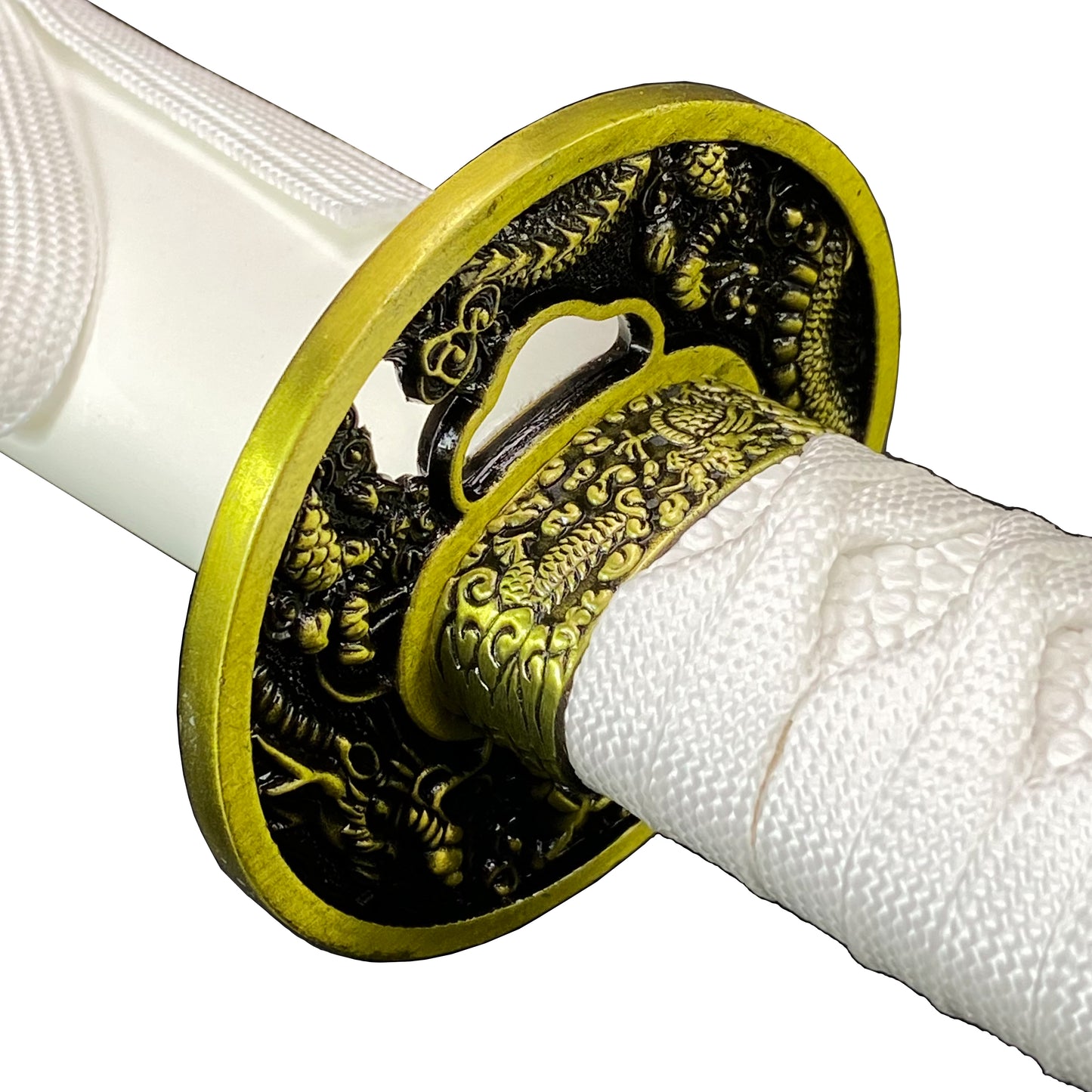 Bishamon Samurai Sword White Dragon Scabbard W/ Stand