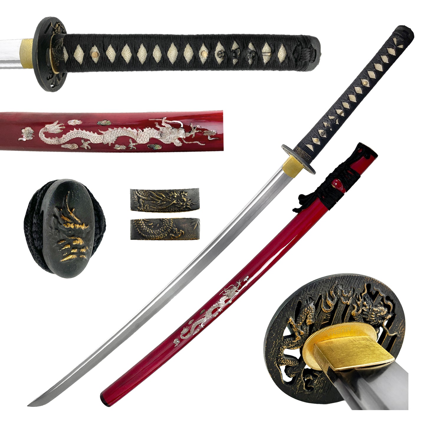 Musha "Pearl Dragon" Red Katana