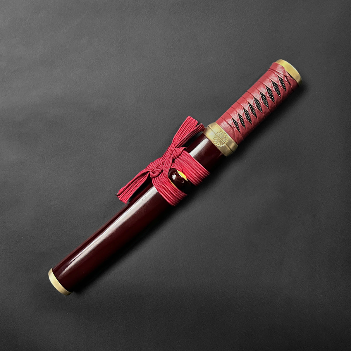 Asuka Hand-Forged Burgundy Wood Scabbard Tanto