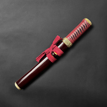 Asuka Hand-Forged Burgundy Wood Scabbard Tanto
