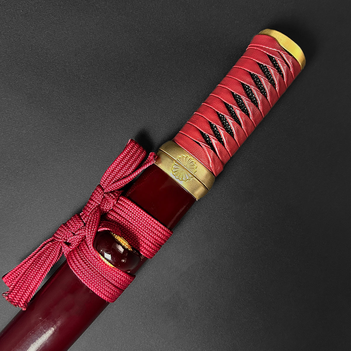 Asuka Hand-Forged Burgundy Wood Scabbard Tanto