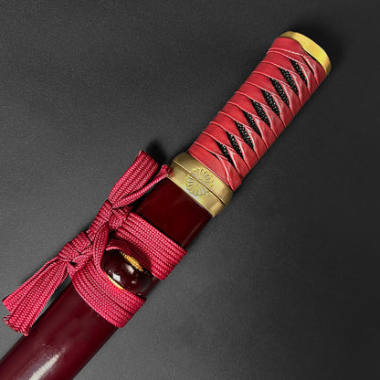 Asuka Hand-Forged Burgundy Wood Scabbard Tanto
