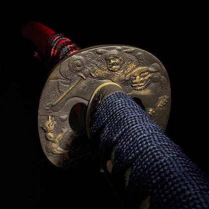 Musashi Dual Katana brass tsuba detail