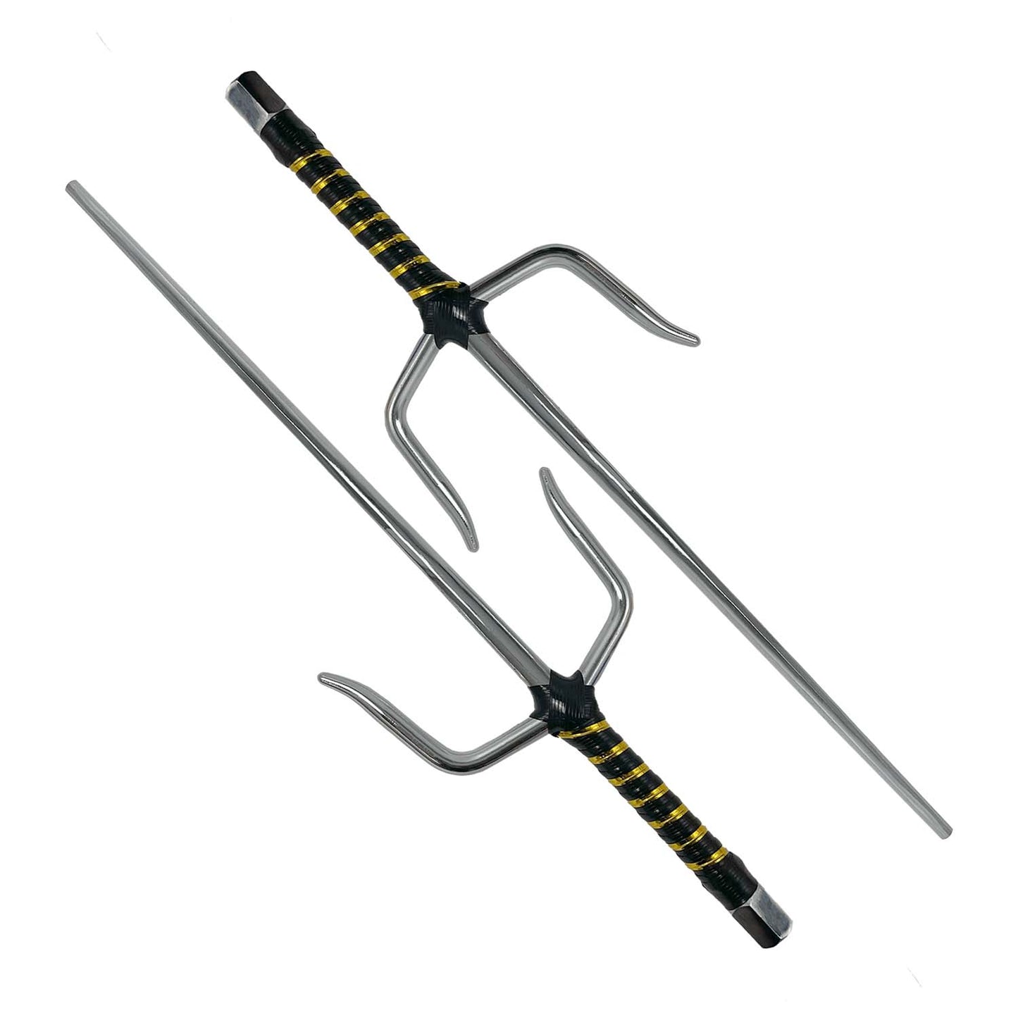 19" Chrome Sai with Black & Gold Plastic Wrapped Handle