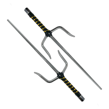 19" Chrome Sai with Black & Gold Plastic Wrapped Handle