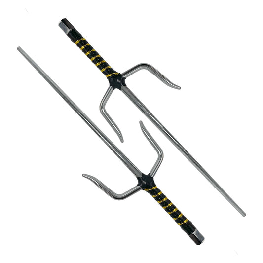 19" Chrome Sai with Black & Gold Plastic Wrapped Handle