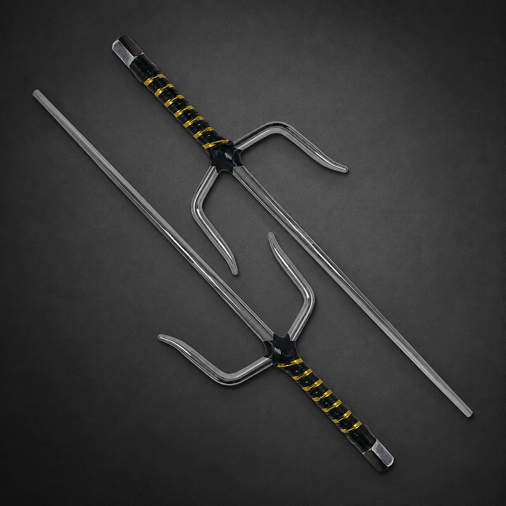 19" Chrome Sai with Black & Gold Wrapped Handle