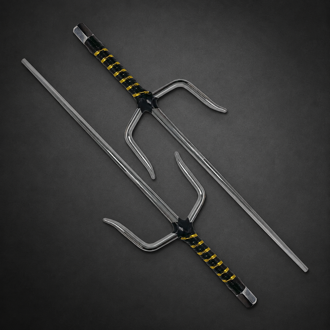 19" Chrome Sai with Black & Gold Wrapped Handle