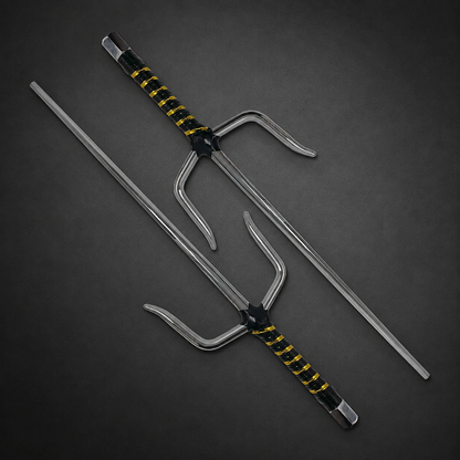 19" Chrome Sai with Black & Gold Wrapped Handle
