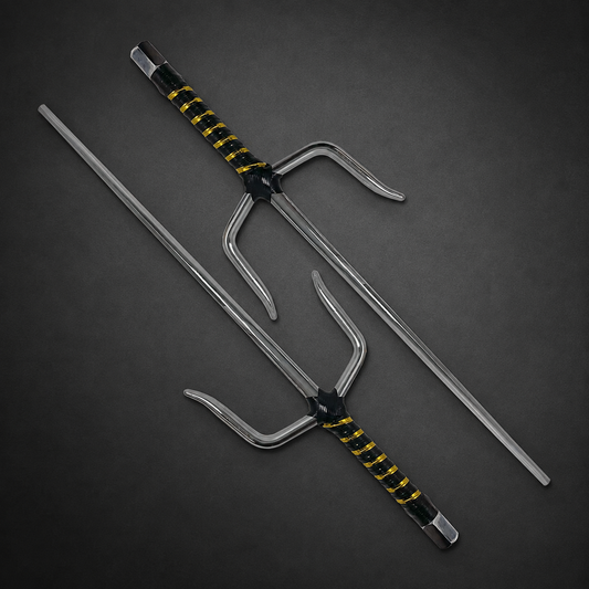 19" Chrome Sai with Black & Gold Wrapped Handle