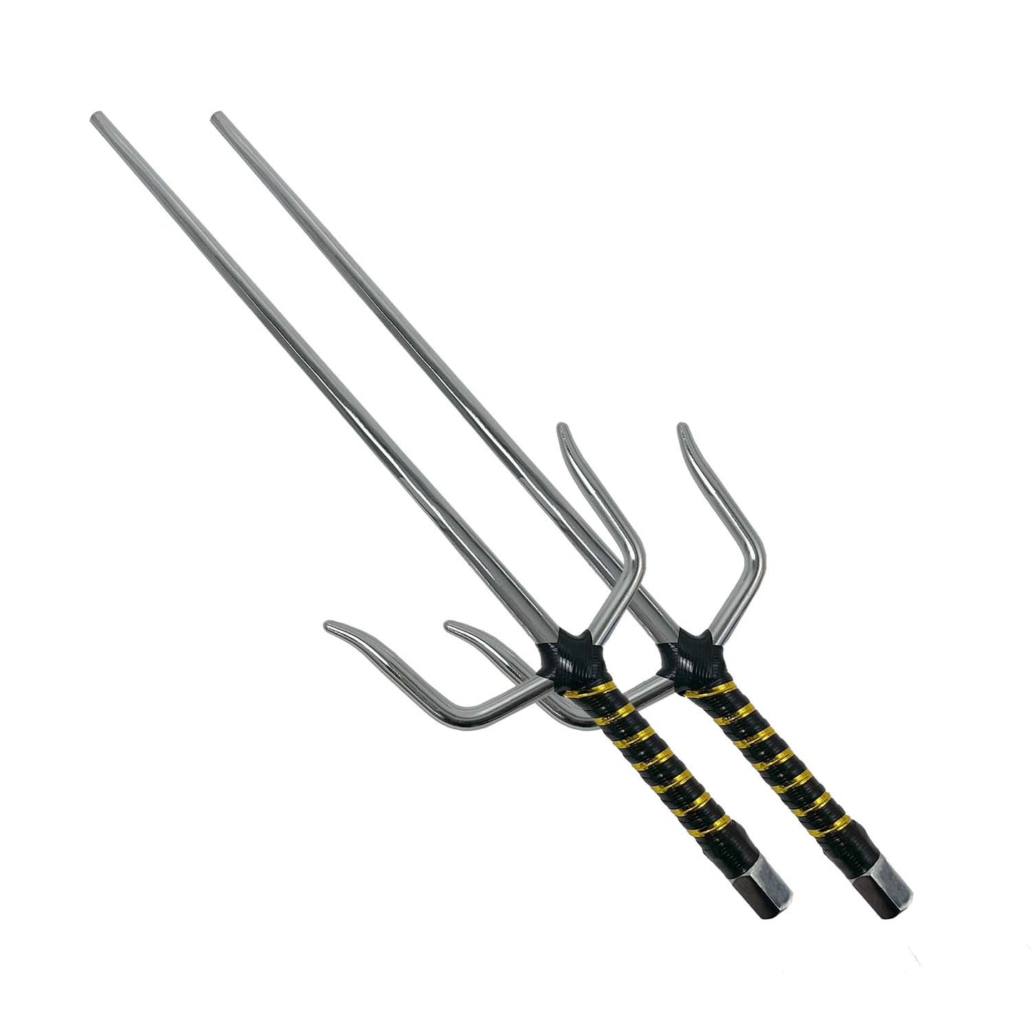 19" Chrome Sai with Black & Gold Plastic Wrapped Handle