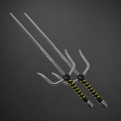 19" Chrome Sai with Black & Gold Wrapped Handle