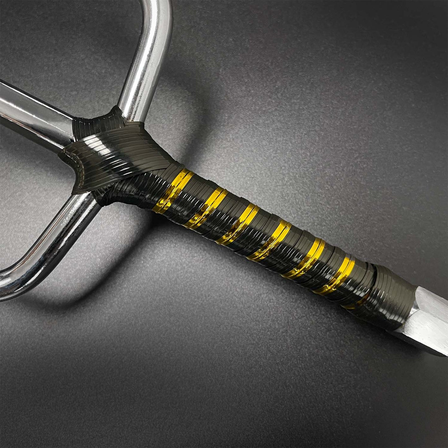 19" Chrome Sai with Black & Gold Plastic Wrapped Handle