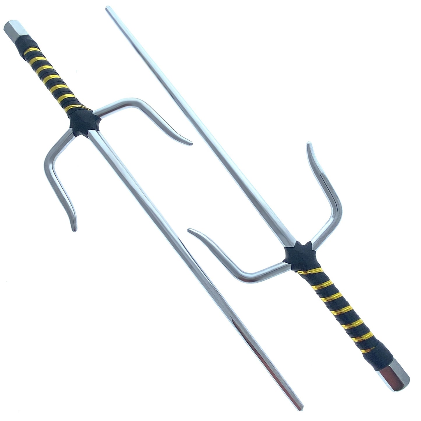 21" Chrome Sai with Black & Gold Plastic Wrapped Handle