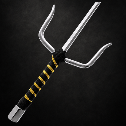 21" Chrome Sai with Black & Gold Plastic Wrapped Handle