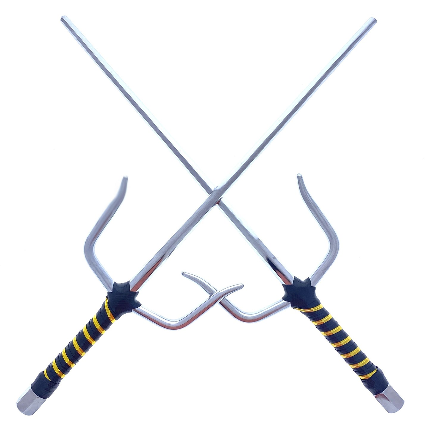 21" Chrome Sai with Black & Gold Plastic Wrapped Handle