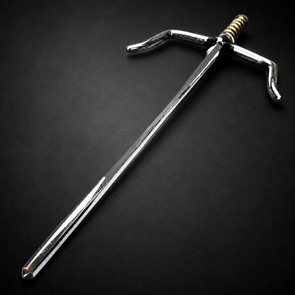 21" Chrome Sai with Black & Gold Plastic Wrapped Handle