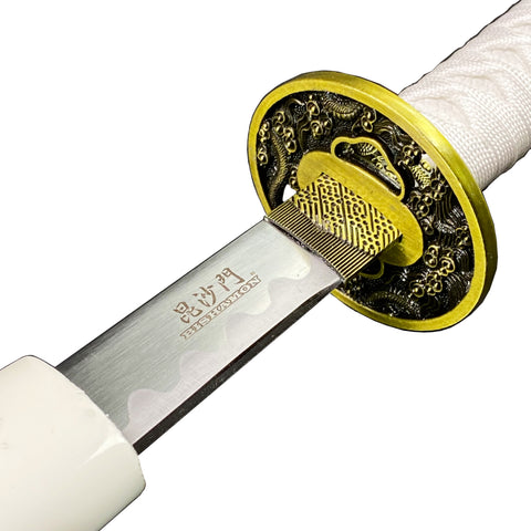 Bishamon Samurai Sword White Dragon Scabbard W/ Stand