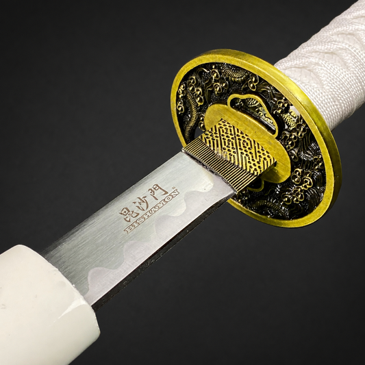 Bishamon Samurai Sword White Dragon Scabbard W/ Stand