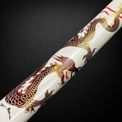 Bishamon Samurai Sword White Dragon Scabbard W/ Stand