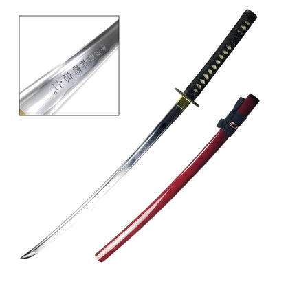 Musha Burgundy 3 PCS Samurai Sword Set w/ Stand