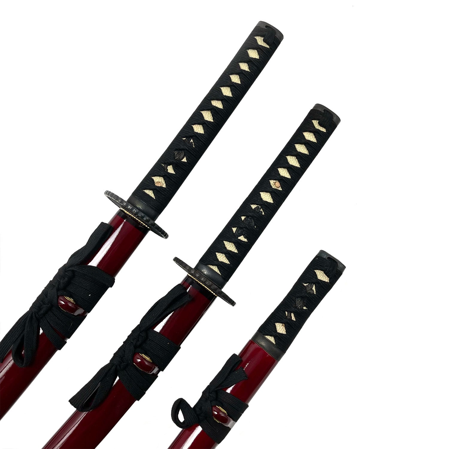 Musha Burgundy 3 Pieces Samurai Sword Set | 1045 Steel Set