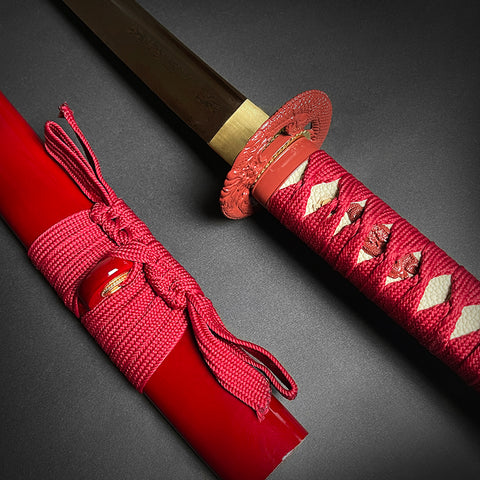 "Dragon" Red Samurai Katana Sword - Authentic Musha Swords.