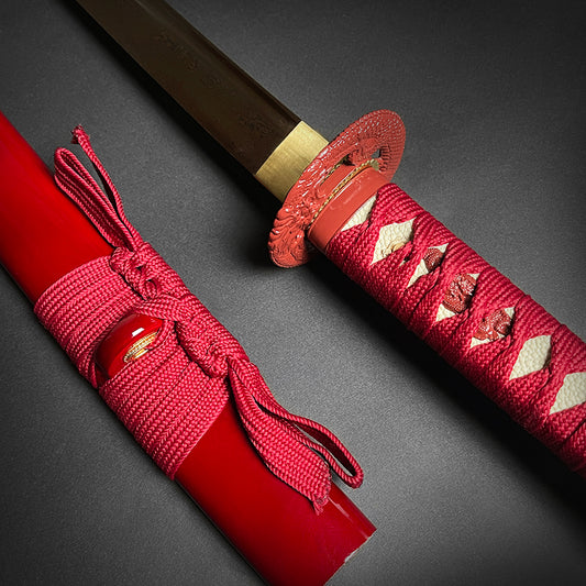 "Dragon" Red Samurai Katana Sword - Authentic Musha Swords.