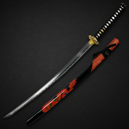 Musha Red Dragon on Scabbard Samurai Sword