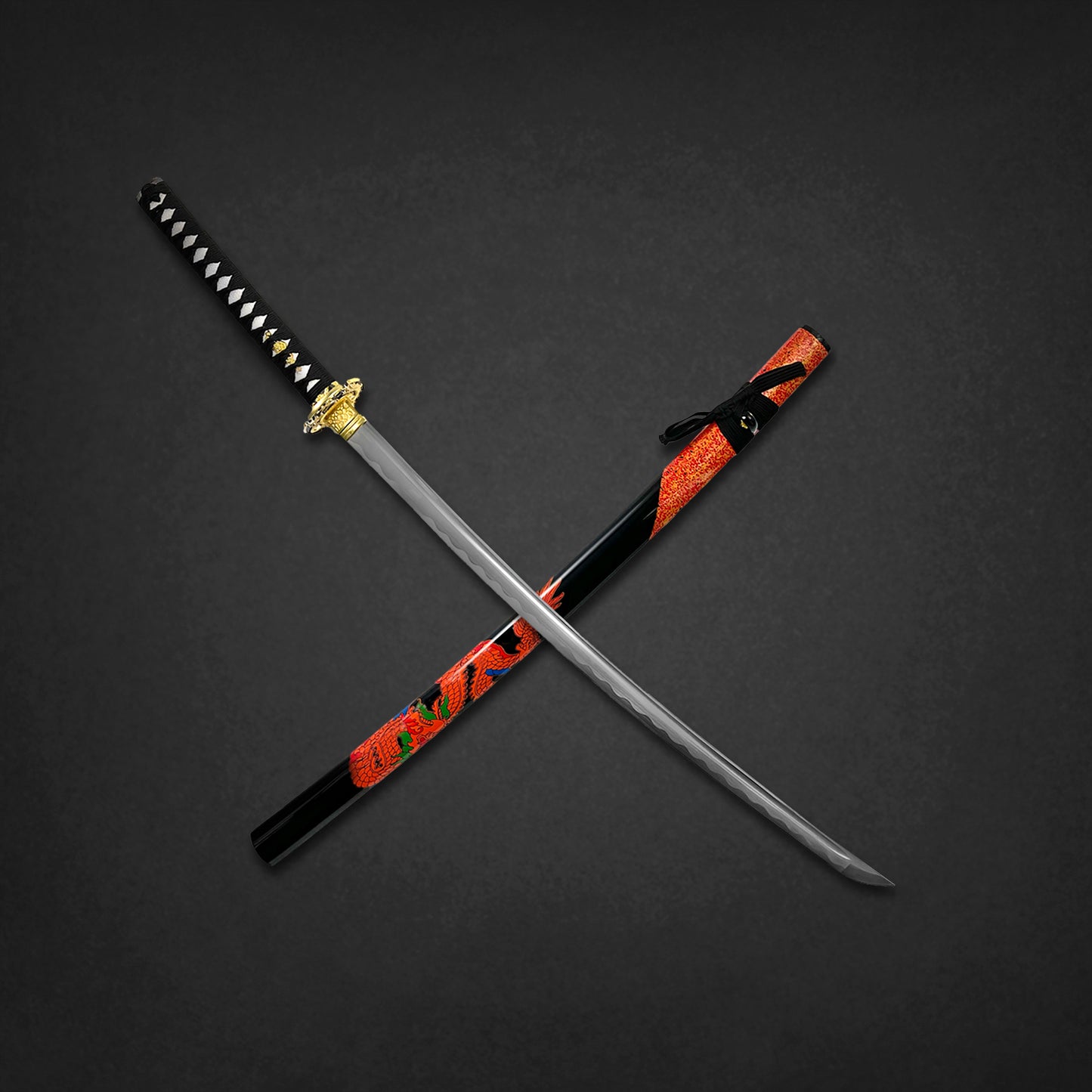 Musha Red Dragon on Scabbard Samurai Sword