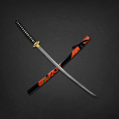 Musha Red Dragon on Scabbard Samurai Sword