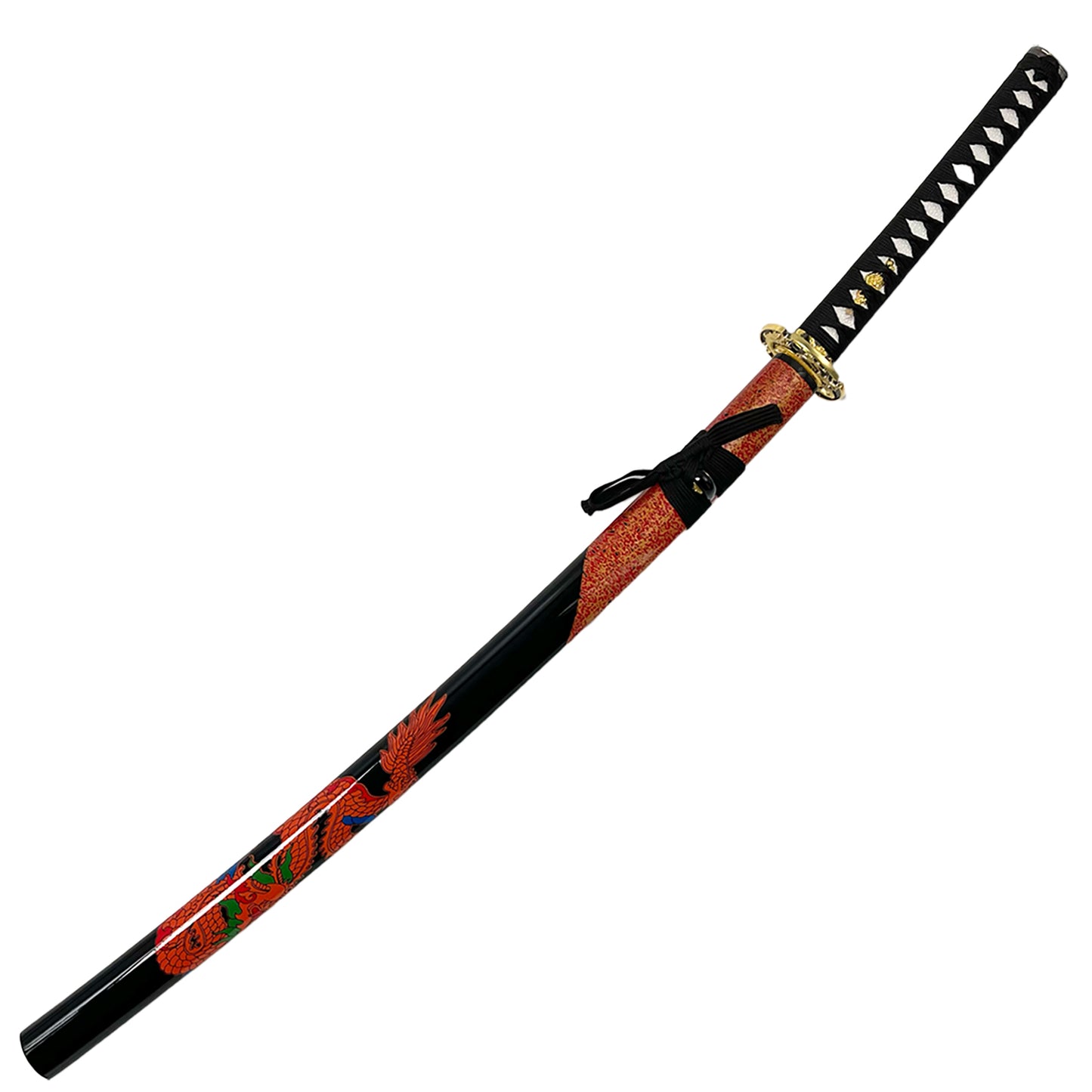 Musha Red Dragon on Scabbard Samurai Sword