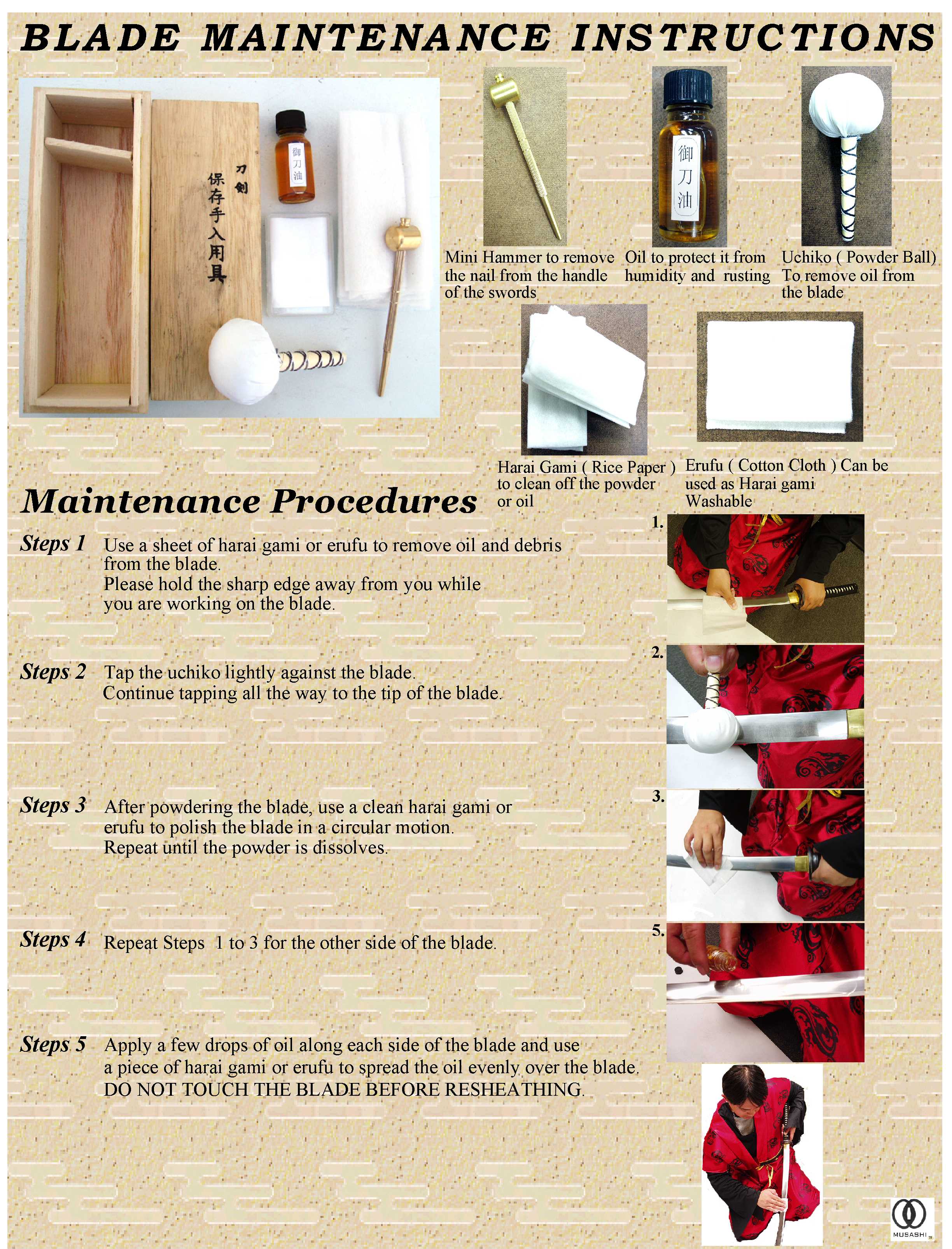 Musashi Sword Maintenance Kit - Protect Your Sword.