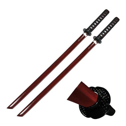 40" Burgundy Wooden Samurai Sword Set (Bokken)