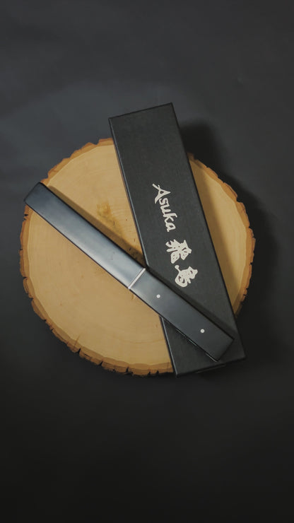 Asuka Rainbow Full Tang Tanto Damascus Engraved Blade