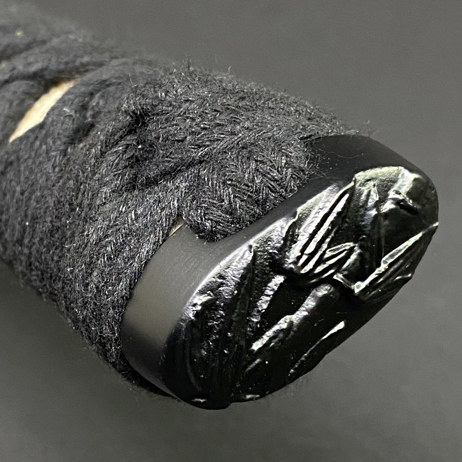 Ray skin handle wrapped in black cotton cord