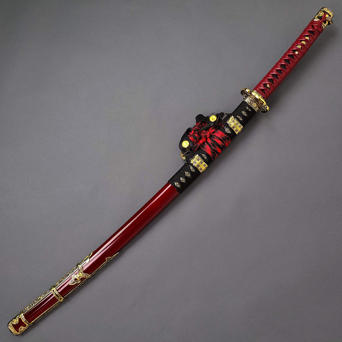 Musha Ceremonial Jintachi Katana (Burgundy) - Musashi Swords