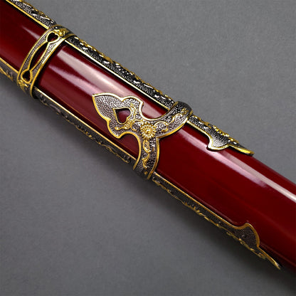 Musha Ceremonial Jintachi Katana (Burgundy) - Musashi Swords