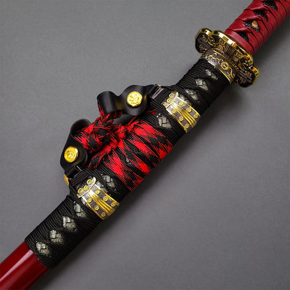 Musha Ceremonial Jintachi Katana (Burgundy) - Musashi Swords