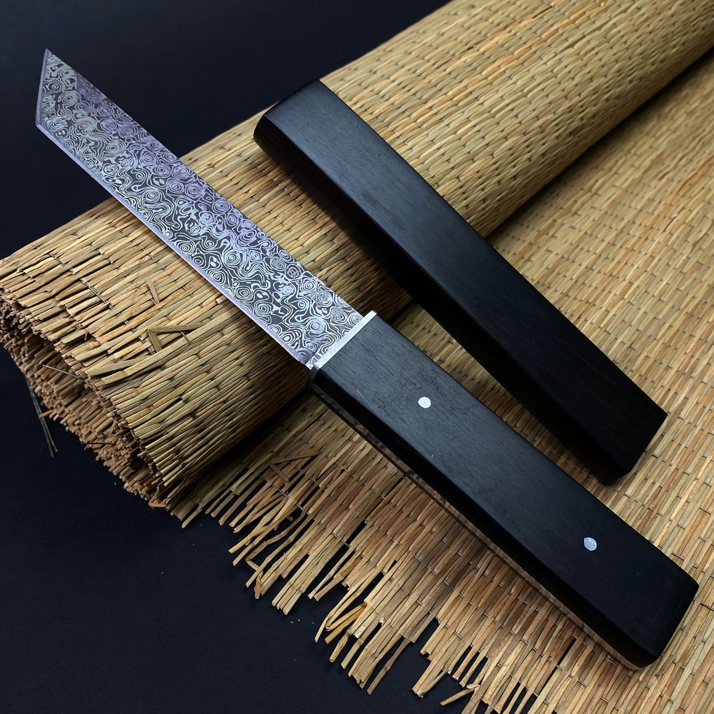 Asuka Modern Tanto with Damascus Pattern on Blade
