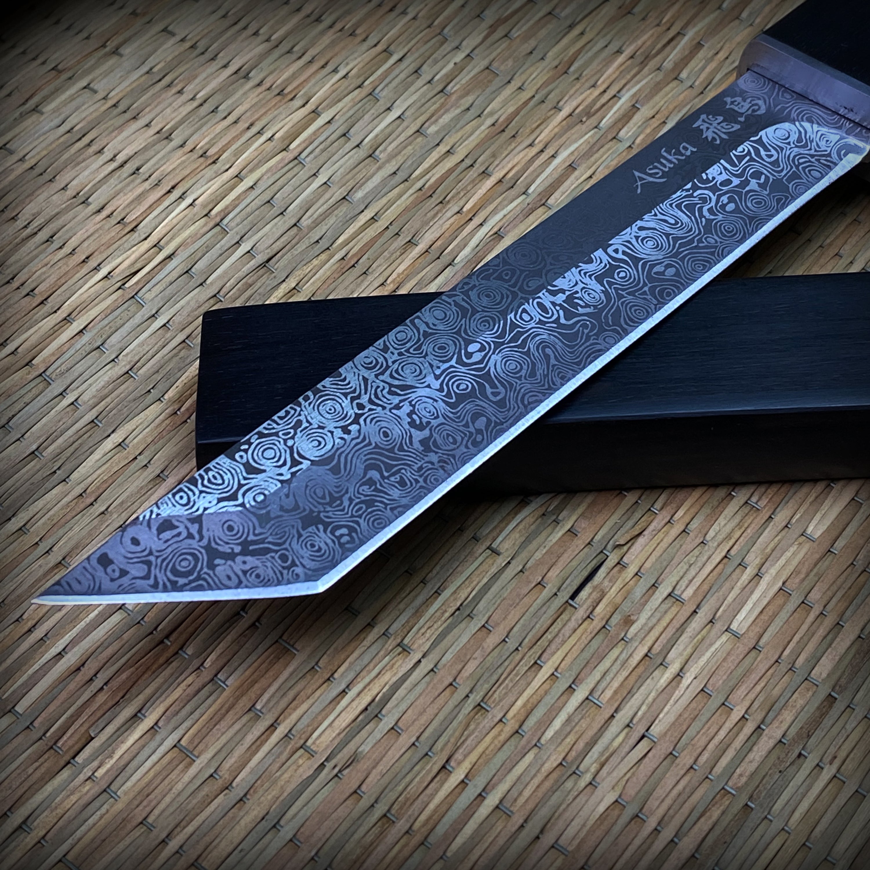 thumbnail image 2 of Asuka Modern Japanese Samurai Tanto – 10.25" Full Tang 420 Stainless Steel Blade, American Tanto Point, Wood Handle & Scabbard, Collectible Display Knife 2 of 11